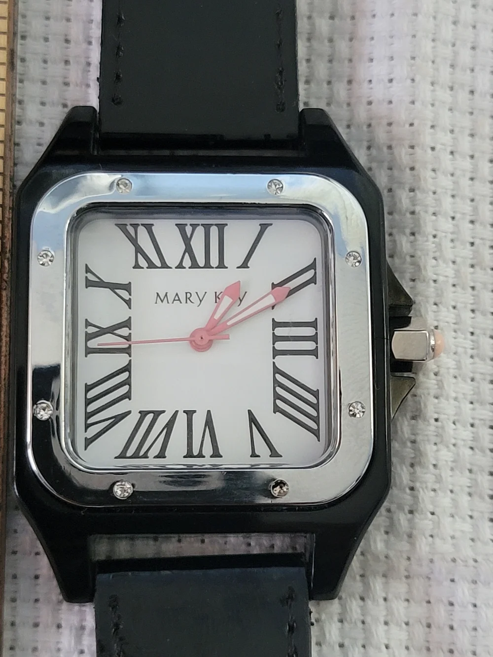 Mary Kay Black Strap Square Analog Watch with White Dial